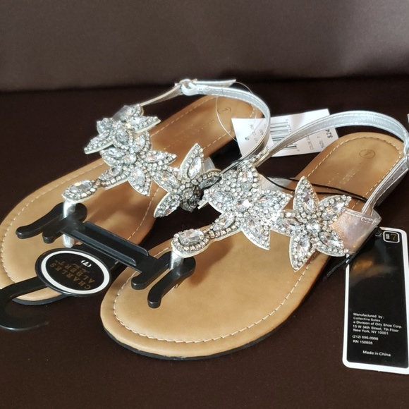 BEAUTIFUL Floral Rhinestone Sandals - Picture 1 of 5
